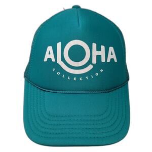 ALOHA Collection Trucker Hat Blue One Size Mesh Snapback Foam Front Rope Beach